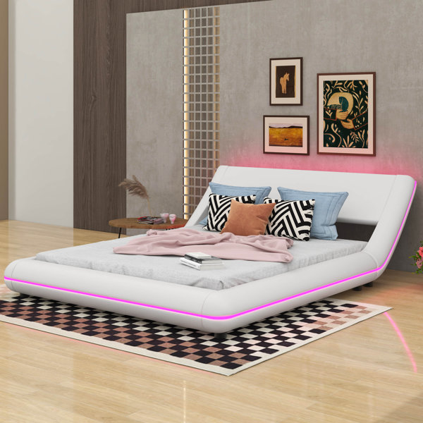 Red Barrel Studio® Ordella Upholstery Platform Bed Frame with Sloped ...